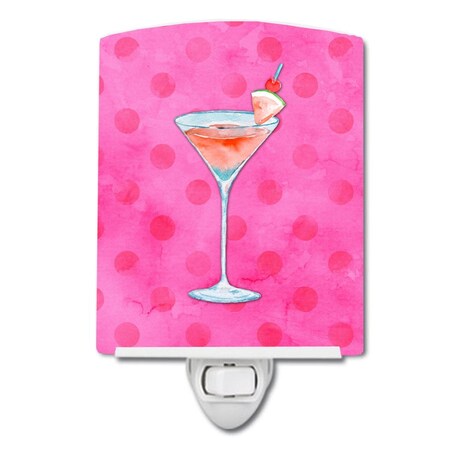 Carolines Treasures Summer Martini Pink Polkadot Ceramic Night Light BB8219CNL